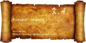 Kondor Ahmed névjegykártya